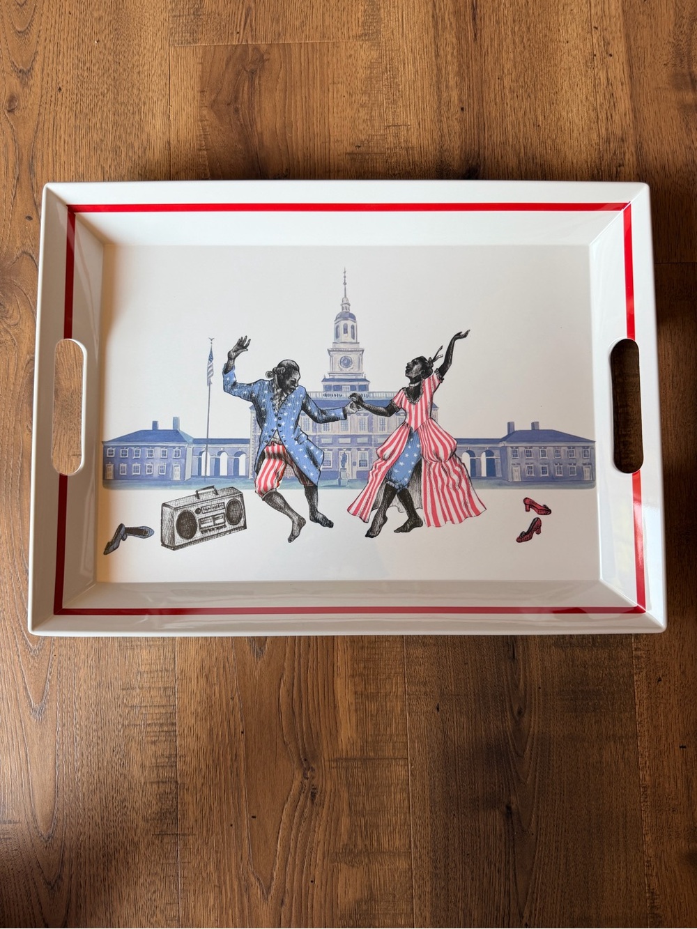 Sheila Bridges Harlem Toile Serving Tray with Patriotic Dance Illustration